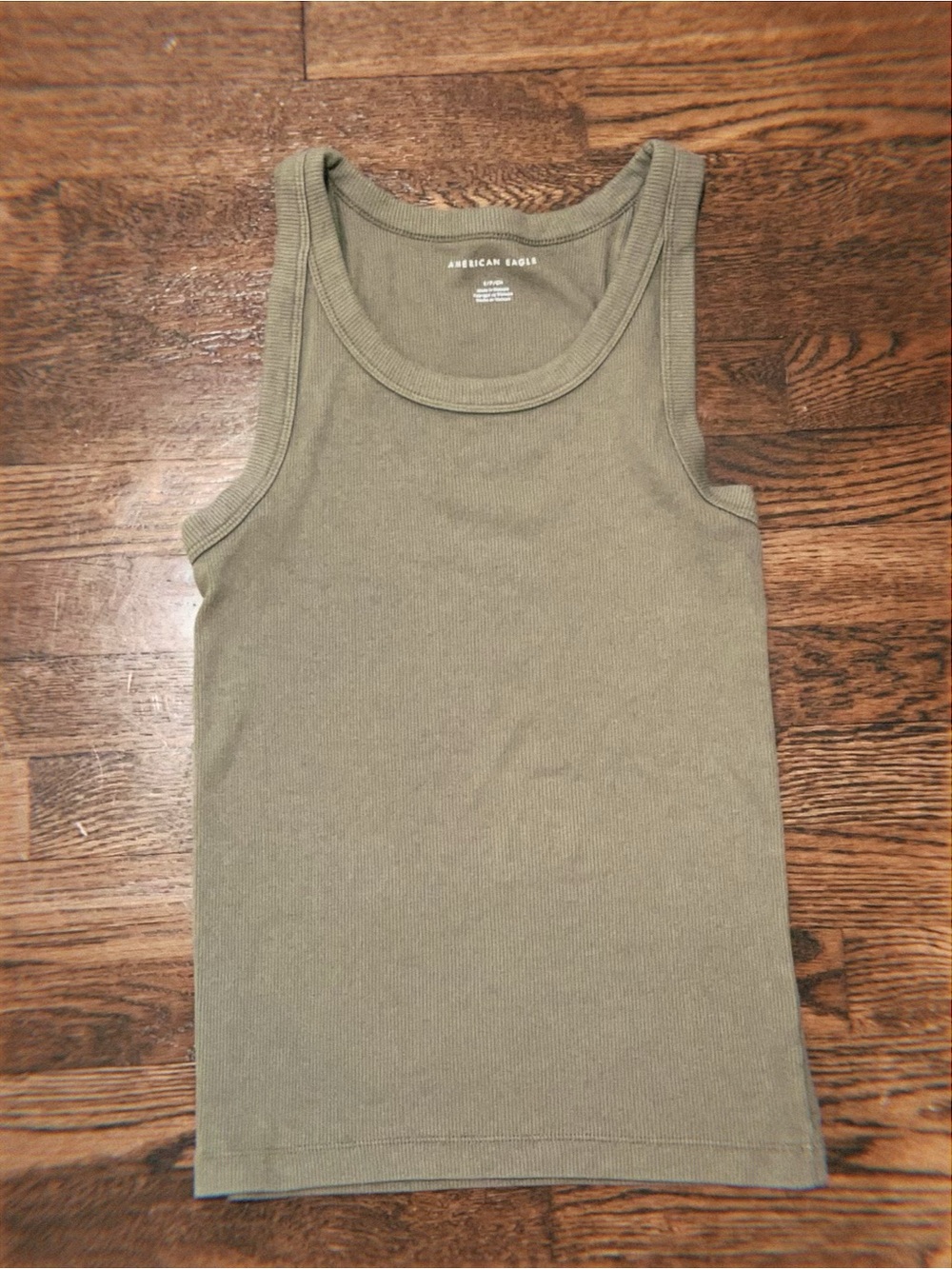American Eagle Olive Ribbed Scoop Tank